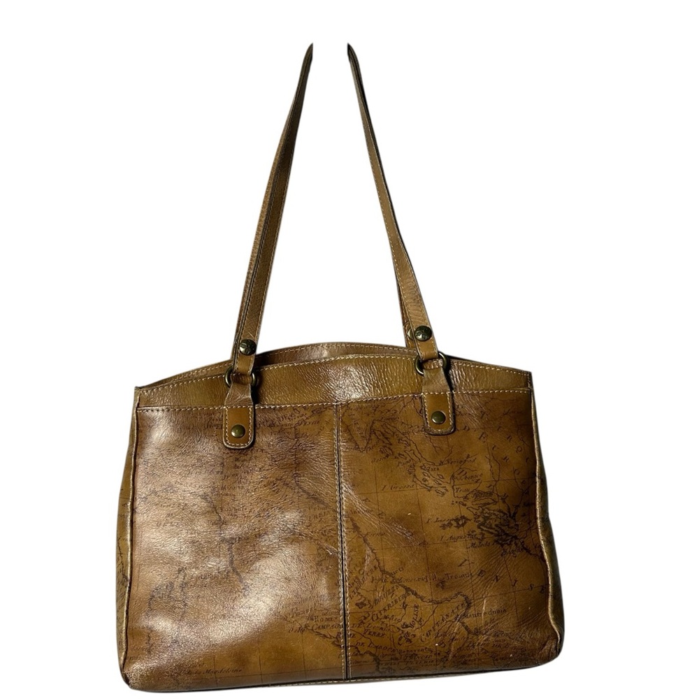 Patricia Nash Leather Tote Signature Map Shoulder Handbag